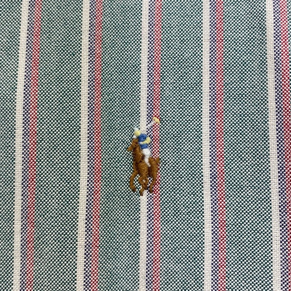 Ralph Lauren Vintage Green Multi-Color Vertical Striped Button Down Long Sleeve - Picture 4 of 6